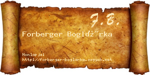 Forberger Boglárka névjegykártya